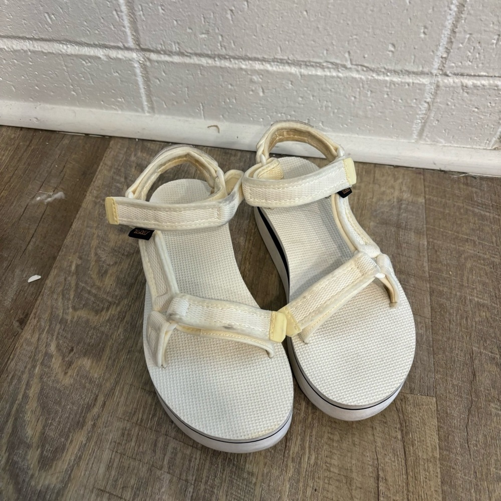 TEVAS platform white sandals
